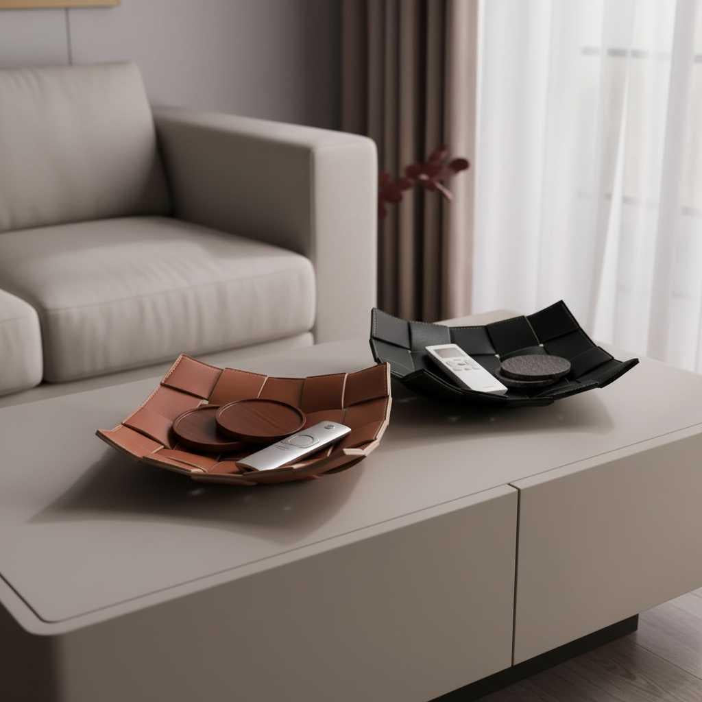 Plateau de Rangement en Cuir PU | Organisateur Élégant