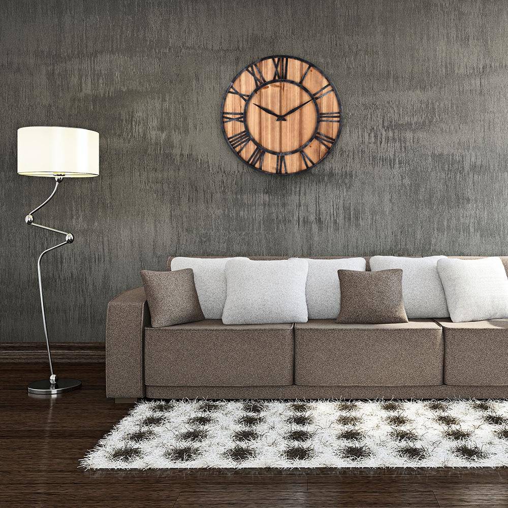 Horloge Murale Design Ronde Bois Métal | Style Industriel 40cm 1