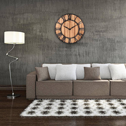 Horloge Murale Design Ronde Bois Métal | Style Industriel 40cm 1