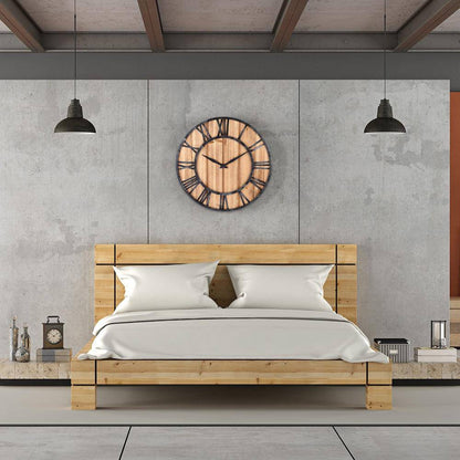 Horloge Murale Design Ronde Bois Métal | Style Industriel 40cm 2