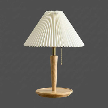 Lampe Vintage en Bois Plissé | Lampe de Table Éclairante