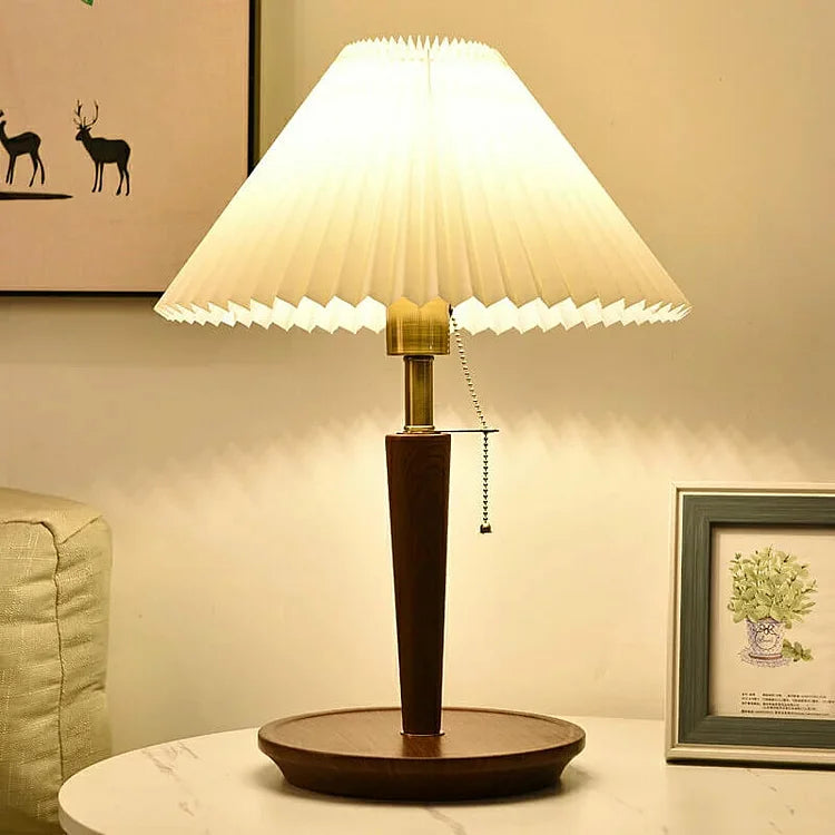 Lampe Vintage en Bois Plissé | Lampe de Table Éclairante 1