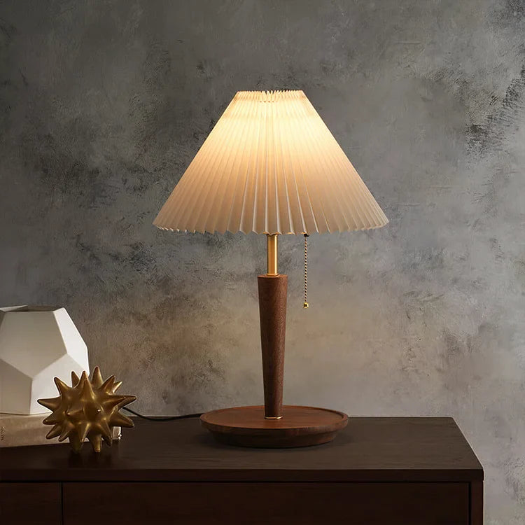 Lampe Vintage en Bois Plissé | Lampe de Table Éclairante 2