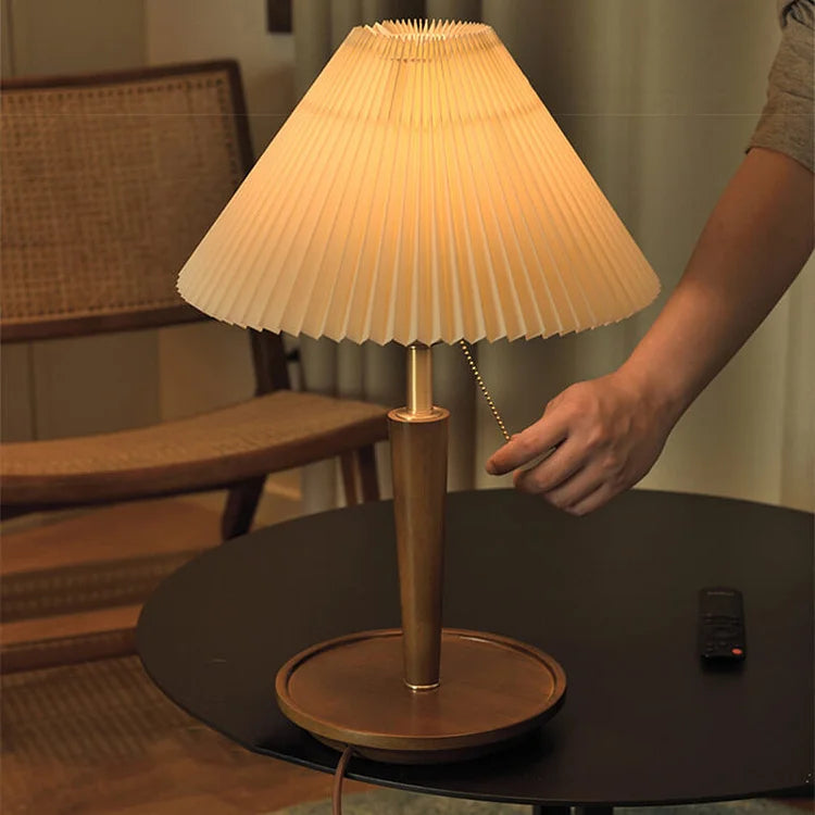 Lampe Vintage en Bois Plissé | Lampe de Table Éclairante 3