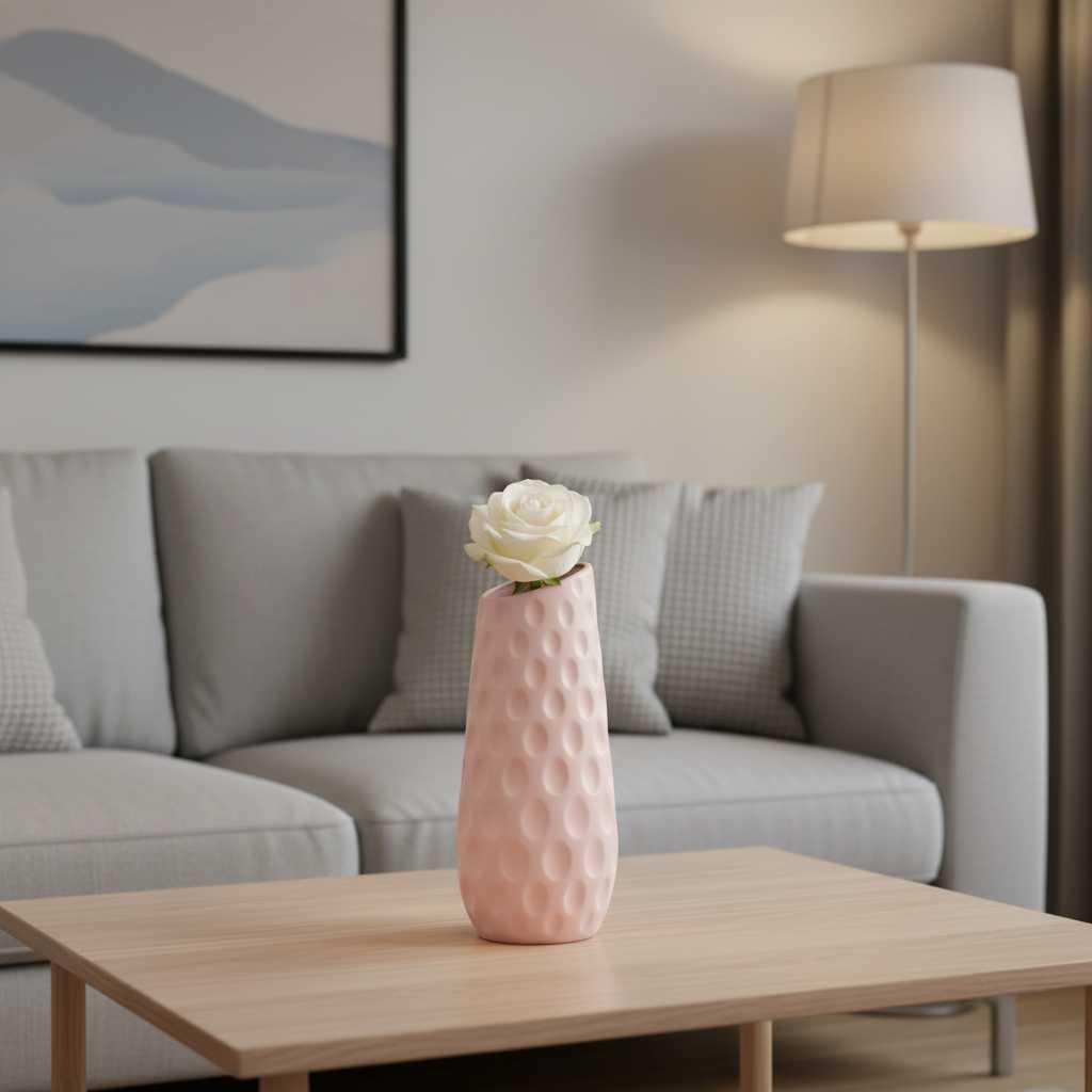 Vase Céramique Blanc Géométrique | Vase Décoratif Moderne