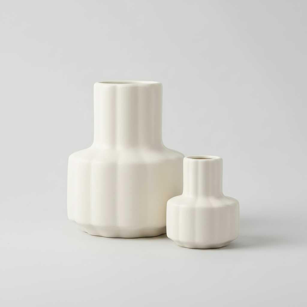 Vase Céramique Blanc Géométrique | Vase Décoratif Moderne