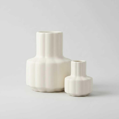 Vase Céramique Blanc Géométrique | Vase Décoratif Moderne