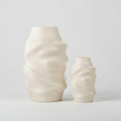 Vase Céramique Blanc Géométrique | Vase Décoratif Moderne