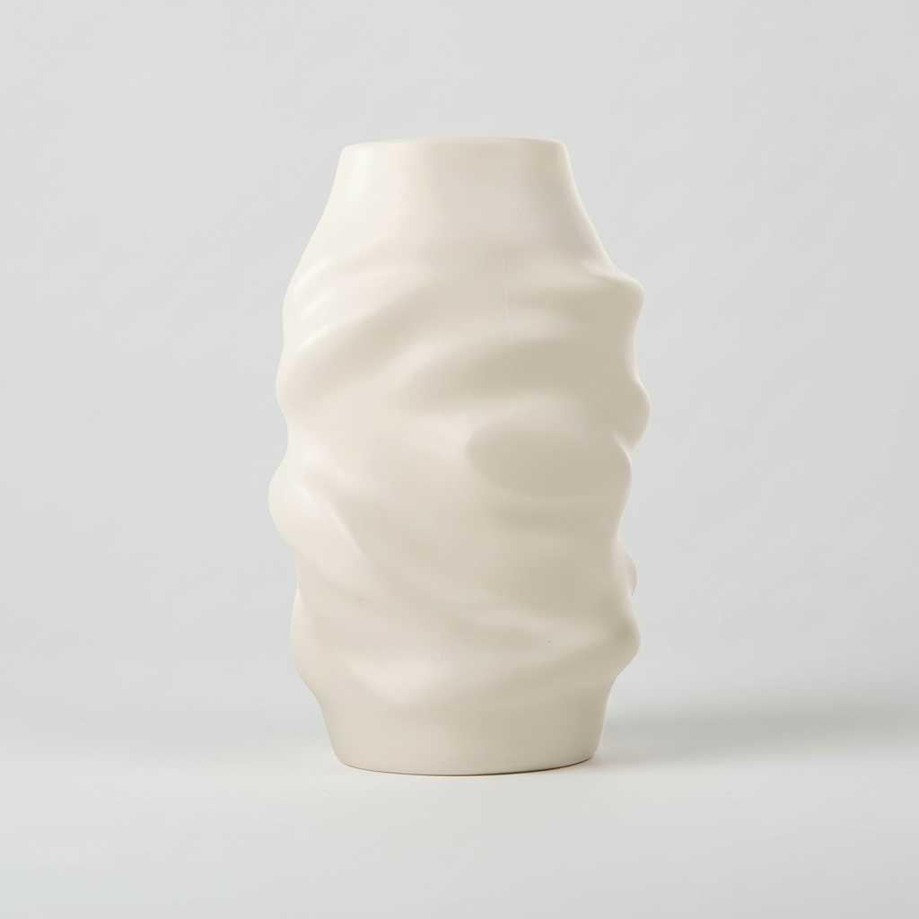 Vase Céramique Blanc Géométrique | Vase Décoratif Moderne