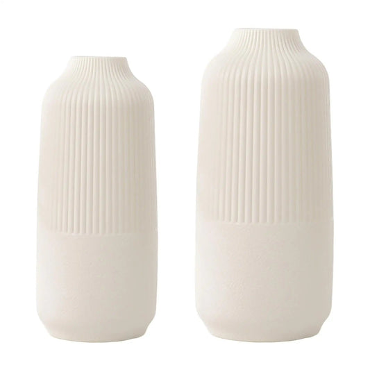Vase Céramique Blanc Géométrique | Vase Décoratif Moderne 1