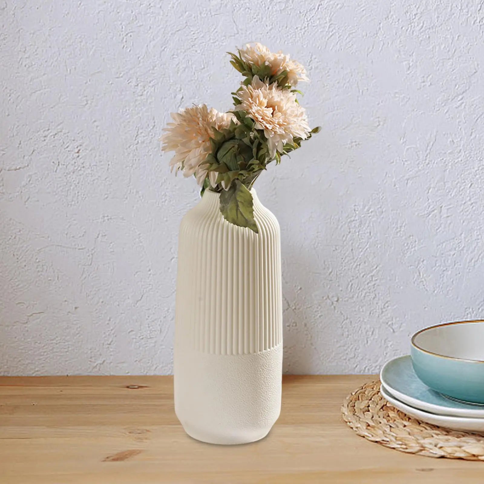 Vase Céramique Blanc Géométrique | Vase Décoratif Moderne 3