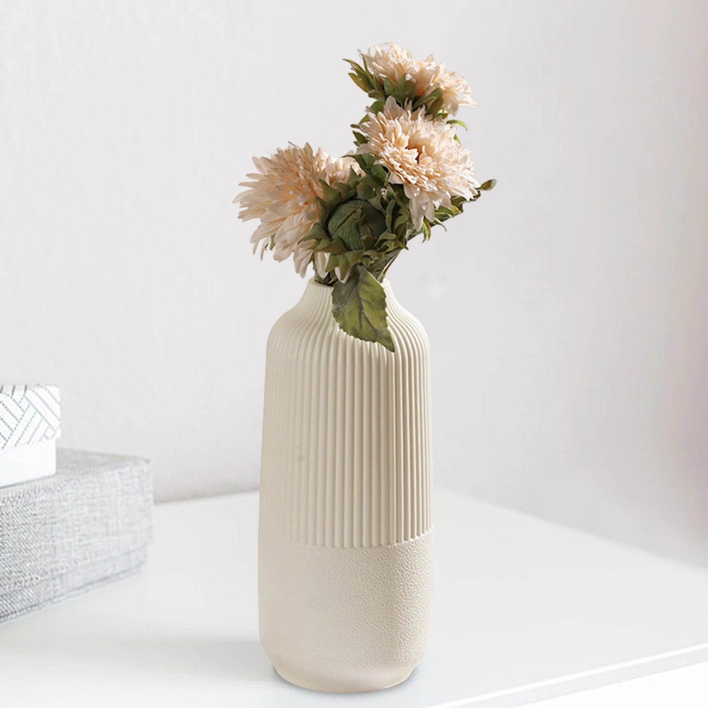 Vase Céramique Blanc Géométrique | Vase Décoratif Moderne 4