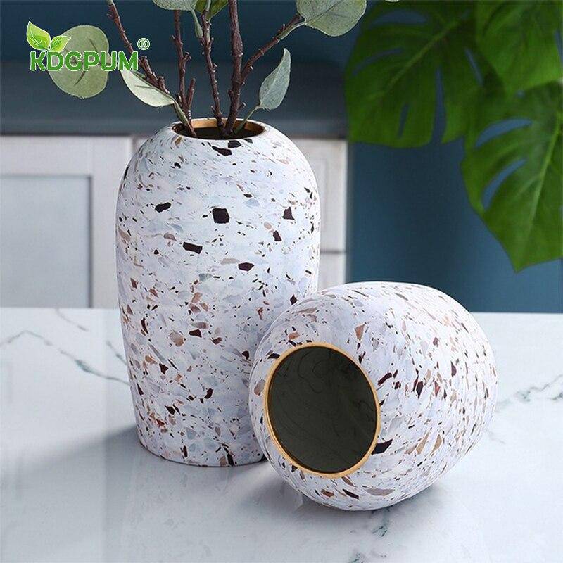 Vase Céramique Blanc Terrazzo | Vase Décoratif Moderne 2
