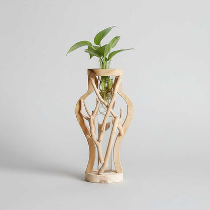 Vase en Bois Naturel | Décoration Unique pour Plantes
