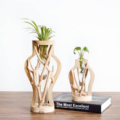 Vase en Bois Naturel | Décoration Unique pour Plantes 0